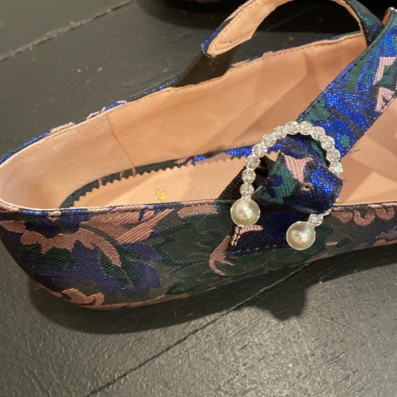 J crew Blue Floral Embellished Flats pristine condition 9.5 - Picture 5 of 7